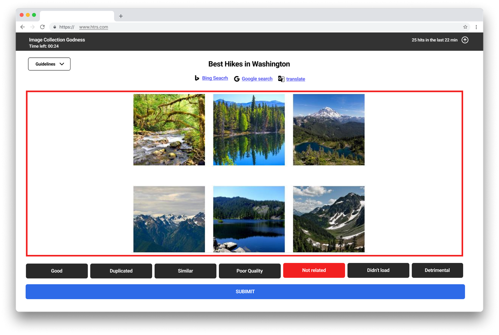 After interface showing selected button with green highlight